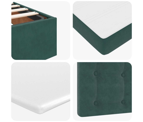 vidaXL Osmaņu gultas rāmis ar matračiem tumši zaļš 200x200cm audums