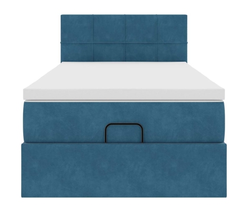 vidaXL Osmaņu gultas rāmis ar matrača tumši zils 90x190cm samts