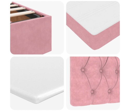 vidaXL Osmaņu gultas rāmis ar matrača rozā 90x200cm samts