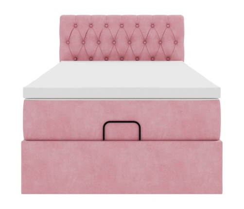 vidaXL Osmaņu gultas rāmis ar matrača rozā 90x200cm samts