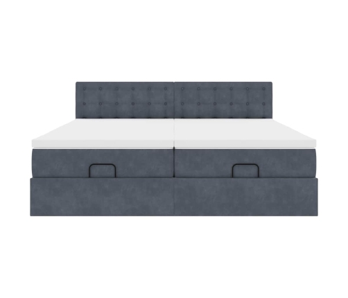 vidaXL Osmaņu gultas rāmis ar matračiem tumši pelēks 160x200cm audums