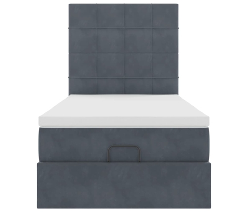 vidaXL Osmaņu gultas rāmis ar matračiem tumši pelēks 80x200 cm samts