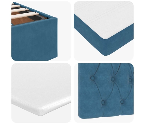 vidaXL Osmaņu gultas rāmis ar matračiem tumši zils 200x200cm audums