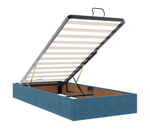 vidaXL Osmaņu gultas rāmis ar matračiem tumši zils 200x200cm audums