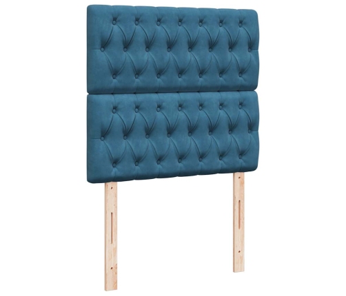 vidaXL Osmaņu gultas rāmis ar matračiem tumši zils 200x200cm audums