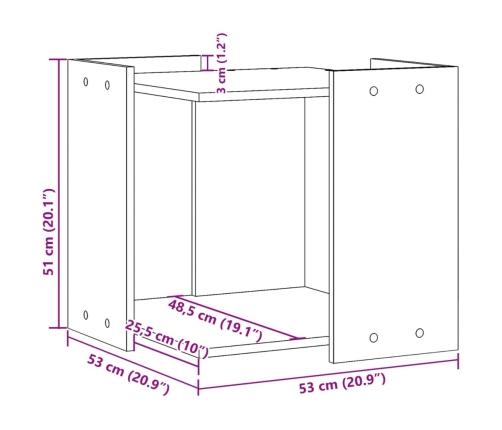 vidaXL Kaķu pakaišu kastes korpuss 53x53x51 cm inženierijas koks