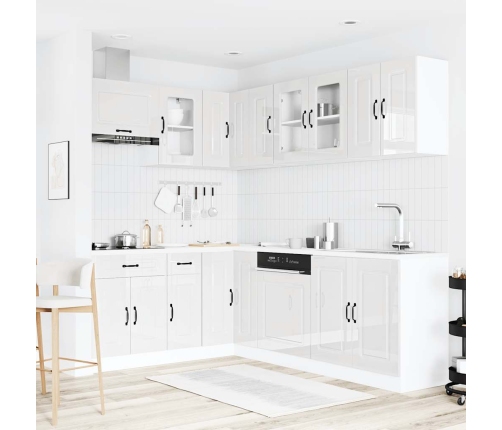 11-Daļīgs Virtuves Skapītis Komplekts, Kalmar, Spīdīgi Balta Vidaxl