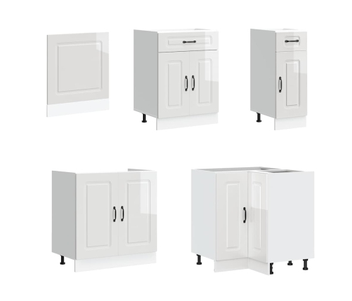 11-Daļīgs Virtuves Skapītis Komplekts, Kalmar, Spīdīgi Balta Vidaxl