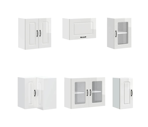 11-Daļīgs Virtuves Skapītis Komplekts, Kalmar, Spīdīgi Balta Vidaxl