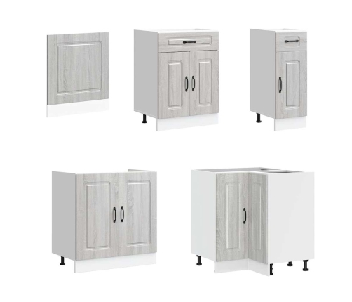 11-Daļīgs Virtuves Skapītis Komplekts, Kalmar, Pelēka Koka Vidaxl