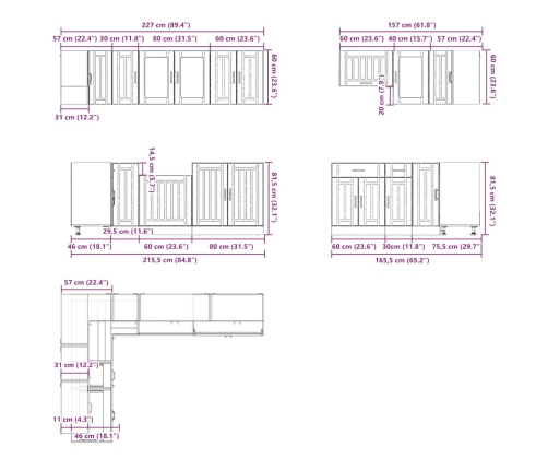 11-Daļīgs Virtuves Skapītis Komplekts, Lucca, Spīdīgi Balta Vidaxl