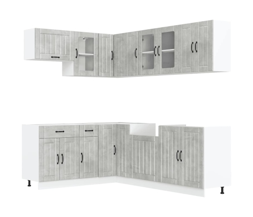 11-Daļīgs Virtuves Skapītis Komplekts, Lucca, Betona Pelēks Vidaxl