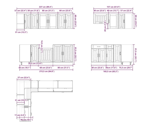 11-Daļīgs Virtuves Skapītis Komplekts, Lucca, Betona Pelēks Vidaxl