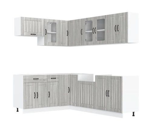 11-Daļīgs Virtuves Skapītis Komplekts, Lucca, Pelēka Koka Vidaxl