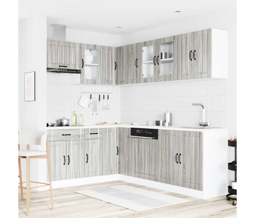 11-Daļīgs Virtuves Skapītis Komplekts, Lucca, Pelēka Koka Vidaxl