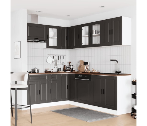 11-Daļīgs Virtuves Skapītis Komplekts, Porto, Melns Vidaxl