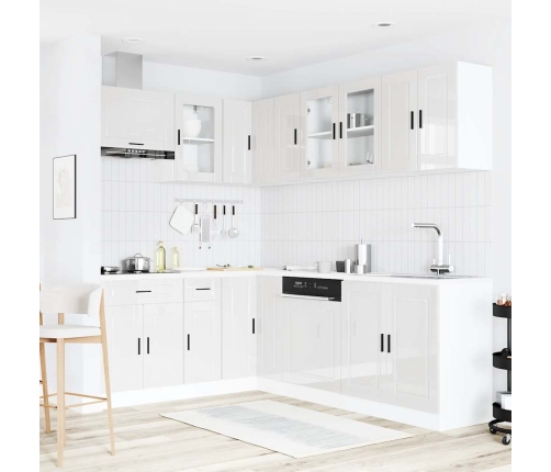 11-Daļīgs Virtuves Skapītis Komplekts, Porto, Spīdīgi Balta Vidaxl