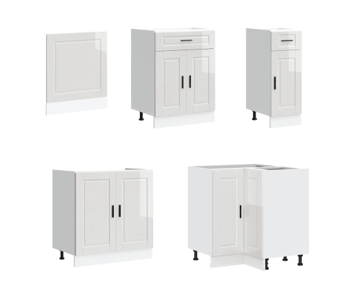 11-Daļīgs Virtuves Skapītis Komplekts, Porto, Spīdīgi Balta Vidaxl