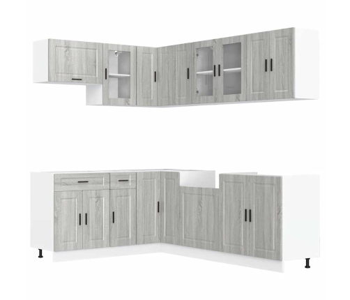 11-Daļīgs Virtuves Skapītis Komplekts, Porto, Pelēka Koka Vidaxl