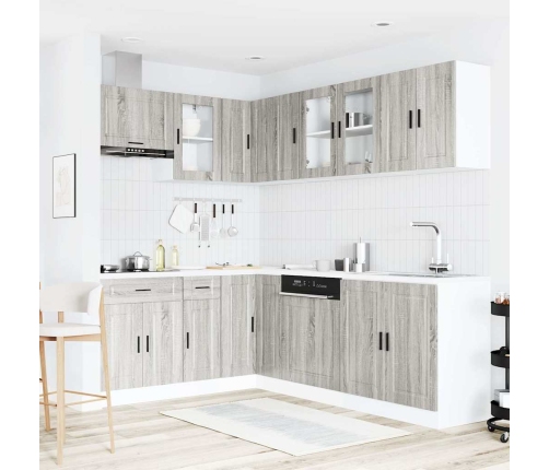 11-Daļīgs Virtuves Skapītis Komplekts, Porto, Pelēka Koka Vidaxl