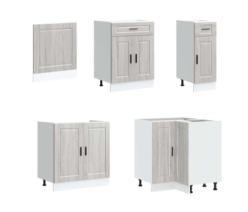 11-Daļīgs Virtuves Skapītis Komplekts, Porto, Pelēka Koka Vidaxl