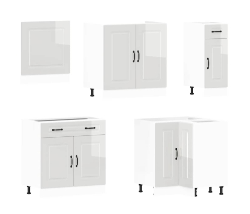 11-Daļīgs Virtuves Skapītis Komplekts, Kalmar, Spīdīgi Balta Vidaxl