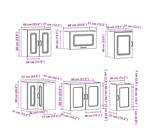 11-Daļīgs Virtuves Skapītis Komplekts, Kalmar, Spīdīgi Balta Vidaxl