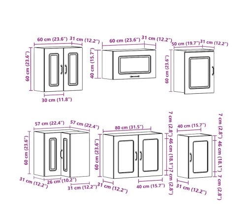 11-Daļīgs Virtuves Skapītis Komplekts, Kalmar, Ozolkoka Vidaxl