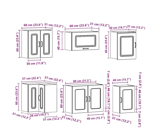 11-Daļīgs Virtuves Skapītis Komplekts, Kalmar, Ozola Krāsa Vidaxl
