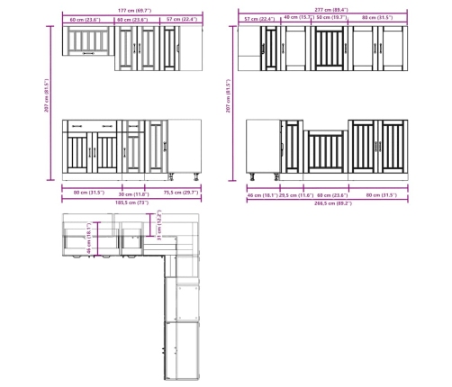 11-Daļīgs Virtuves Skapītis Komplekts, Lucca, Balta Vidaxl