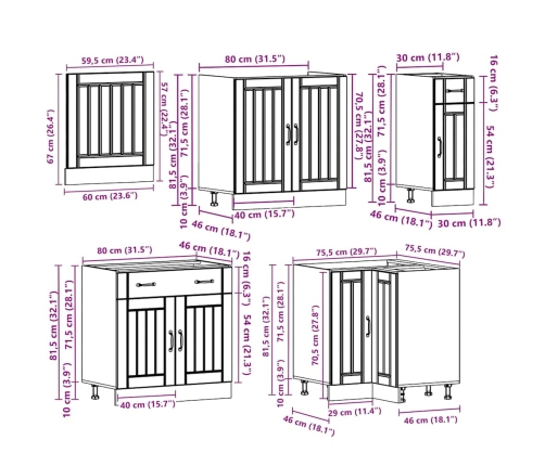 11-Daļīgs Virtuves Skapītis Komplekts, Lucca, Balta Vidaxl