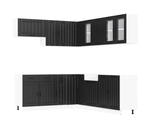 11-Daļīgs Virtuves Skapītis Komplekts, Lucca, Melns Vidaxl