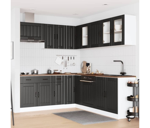 11-Daļīgs Virtuves Skapītis Komplekts, Lucca, Melns Vidaxl