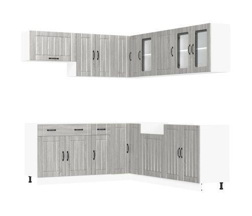 11-Daļīgs Virtuves Skapītis Komplekts, Lucca, Pelēka Koka Vidaxl