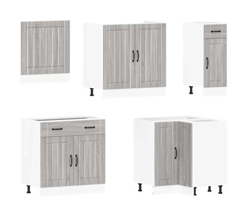 11-Daļīgs Virtuves Skapītis Komplekts, Lucca, Pelēka Koka Vidaxl