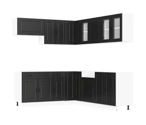 11-Daļīgs Virtuves Skapītis Komplekts, Porto, Melns Vidaxl