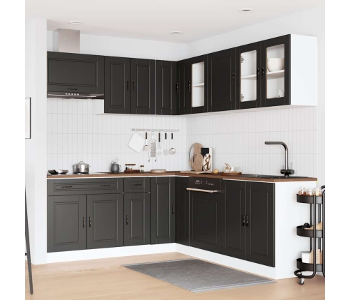 11-Daļīgs Virtuves Skapītis Komplekts, Porto, Melns Vidaxl