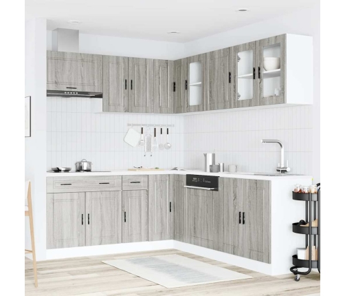 11-Daļīgs Virtuves Skapītis Komplekts, Porto, Pelēka Koka Vidaxl