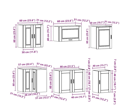 11-Daļīgs Virtuves Skapītis Komplekts, Porto, Koka Karas Vidaxl