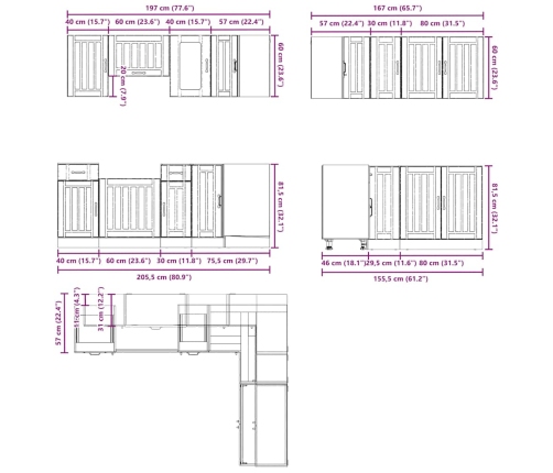 11-Daļīgs Virtuves Skapītis Komplekts, Kalmar, Balts Vidaxl