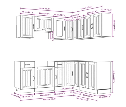 11-Daļīgs Virtuves Skapītis Komplekts, Kalmar, Melns Vidaxl