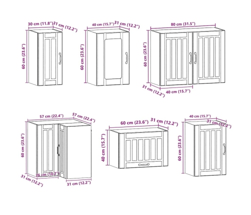 11-Daļīgs Virtuves Skapītis Komplekts, Kalmar, Melns Vidaxl