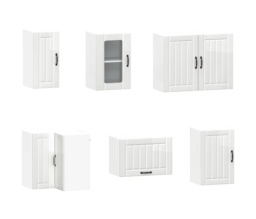 11-Daļīgs Virtuves Skapītis Komplekts, Kalmar, Spīdīgi Balta Vidaxl