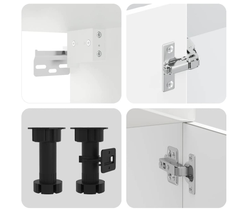 11-Daļīgs Virtuves Skapītis Komplekts, Kalmar, Spīdīgi Balta Vidaxl