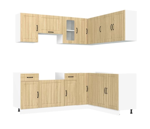 vidaXL 11-daļīgs virtuves skapītis komplekts, Kalmar, ozolkoka