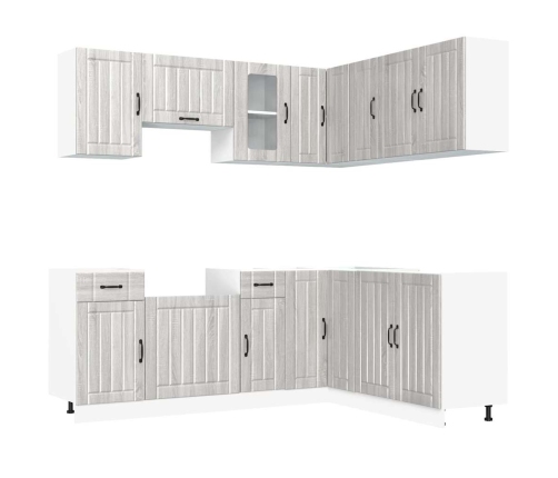 vidaXL 11-daļīgs virtuves skapītis komplekts, Kalmar, pelēka koka