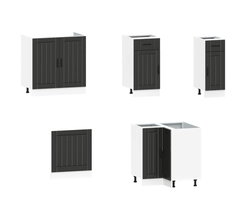 11-Daļīgs Virtuves Skapītis Komplekts, Lucca, Melns Vidaxl