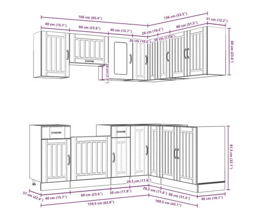 11-Daļīgs Virtuves Skapītis Komplekts, Lucca, Spīdīgi Balta Vidaxl