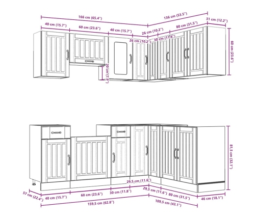 11-Daļīgs Virtuves Skapītis Komplekts, Lucca, Ozolkoka Vidaxl