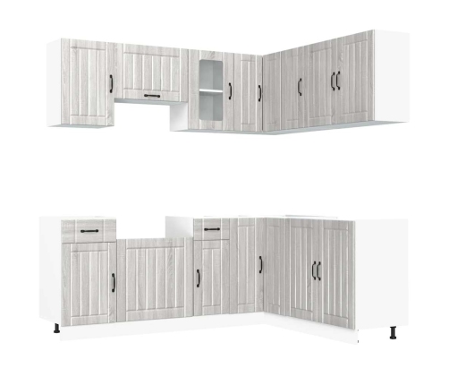 11-Daļīgs Virtuves Skapītis Komplekts, Lucca, Pelēka Koka Vidaxl